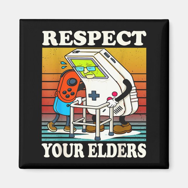 Respect Your Elders Gaming Control 80s Retro Funny Magnet (Vorne)