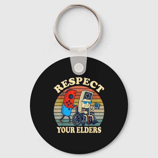 Respect Your Elders Gaming Control 80s Retro Funny Schlüsselanhänger (Vorderseite)