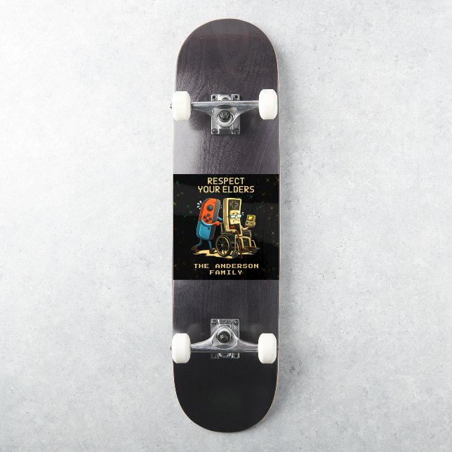 Respect Your Elders Gaming Control Retro Funny Aufkleber (Skateboard)