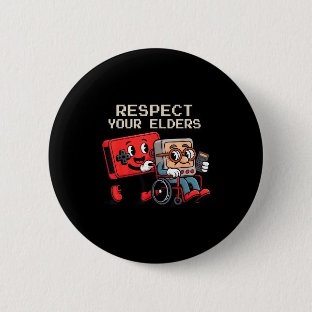 Respect Your Elders Gaming Control Retro Funny Gam Button (Vorderseite)