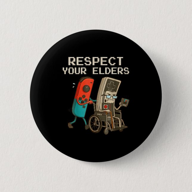 Respect Your Elders Gaming Control Retro Funny Gam Button (Vorderseite)