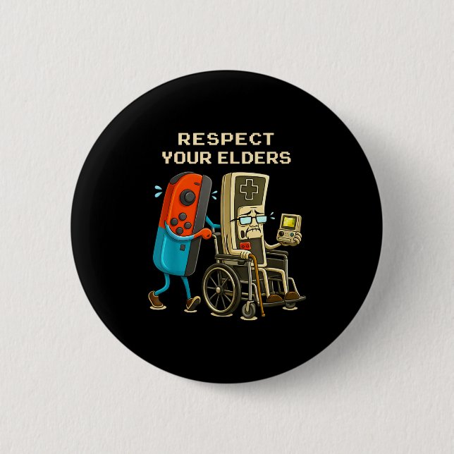 Respect Your Elders Gaming Control Retro Funny Gam Button (Vorderseite)