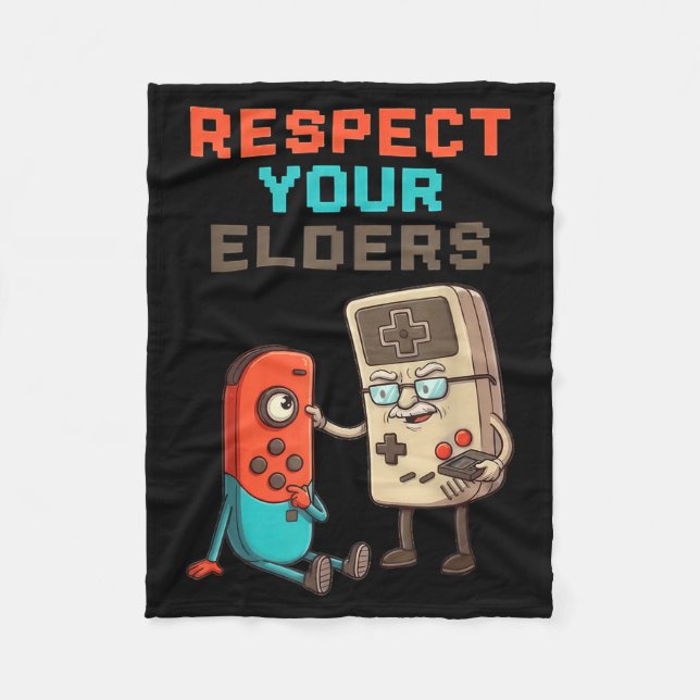 Respect Your Elders Gaming Control Retro Funny Gam Fleecedecke (Vorderseite)