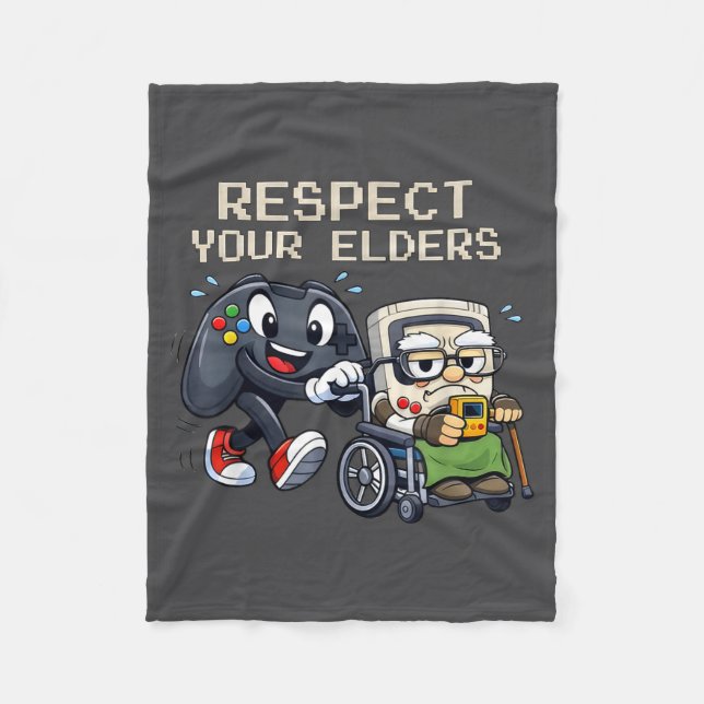Respect Your Elders Gaming Control Retro Funny Gam Fleecedecke (Vorderseite)