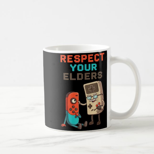 Respect Your Elders Gaming Control Retro Funny Gam Kaffeetasse (Rechts)