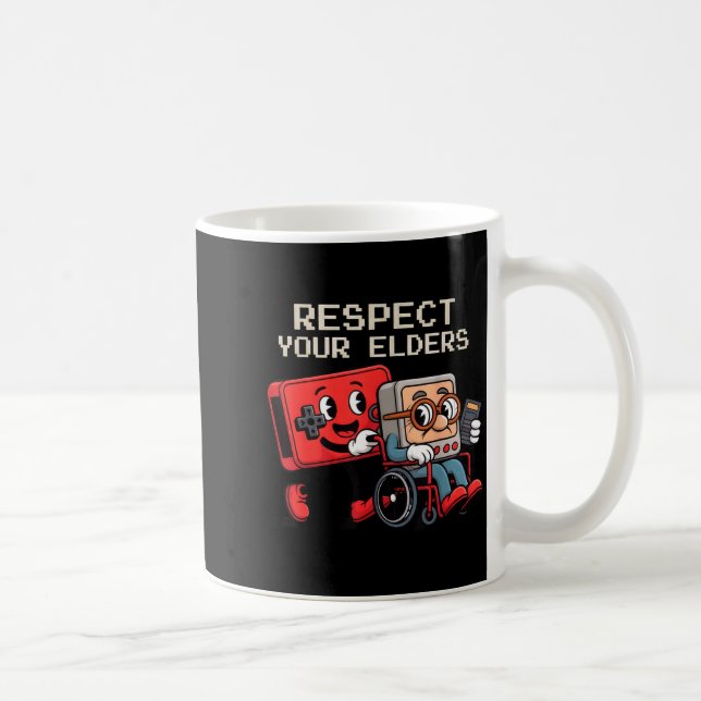 Respect Your Elders Gaming Control Retro Funny Gam Kaffeetasse (Rechts)