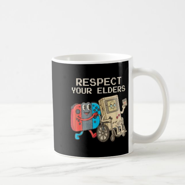 Respect Your Elders Gaming Control Retro Funny Gam Kaffeetasse (Rechts)