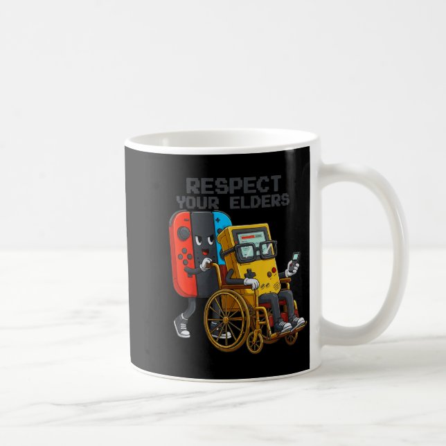 Respect Your Elders Gaming Control Retro Funny Gam Kaffeetasse (Rechts)