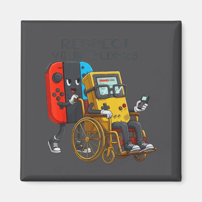 Respect Your Elders Gaming Control Retro Funny Gam Magnet (Vorne)