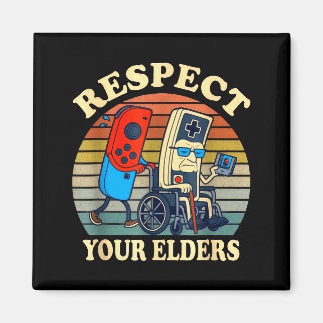 Respect Your Elders Gaming Control Retro Funny Gam Magnet (Vorne)