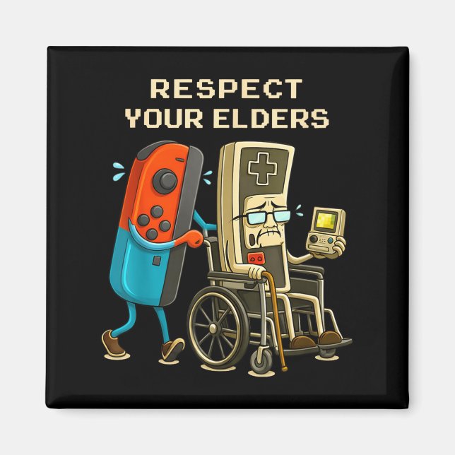Respect Your Elders Gaming Control Retro Funny Gam Magnet (Vorne)