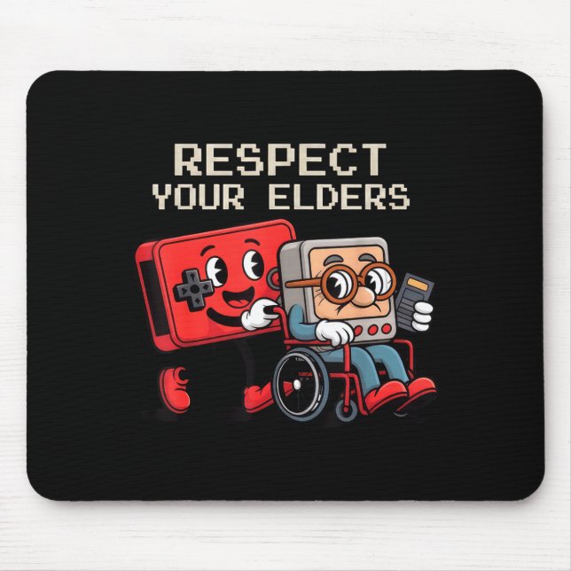 Respect Your Elders Gaming Control Retro Funny Gam Mousepad (Vorne)