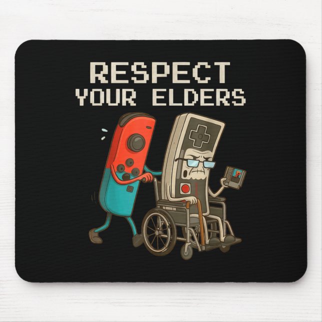 Respect Your Elders Gaming Control Retro Funny Gam Mousepad (Vorne)