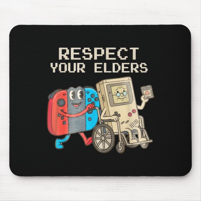 Respect Your Elders Gaming Control Retro Funny Gam Mousepad (Vorne)