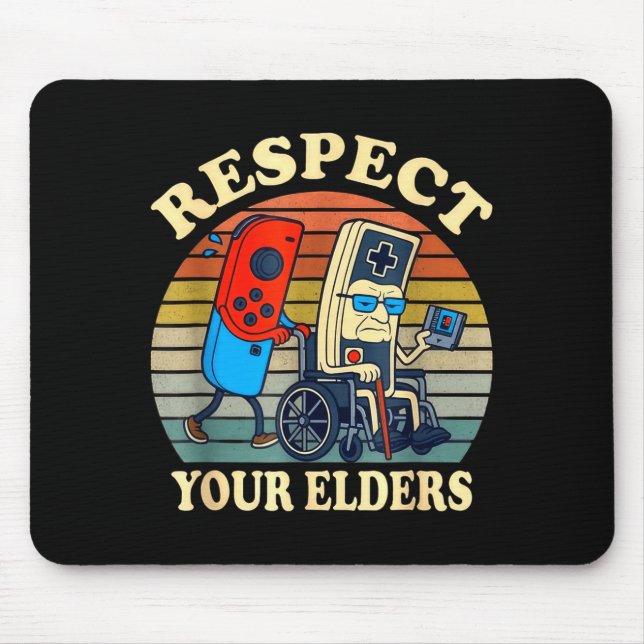 Respect Your Elders Gaming Control Retro Funny Gam Mousepad (Vorne)