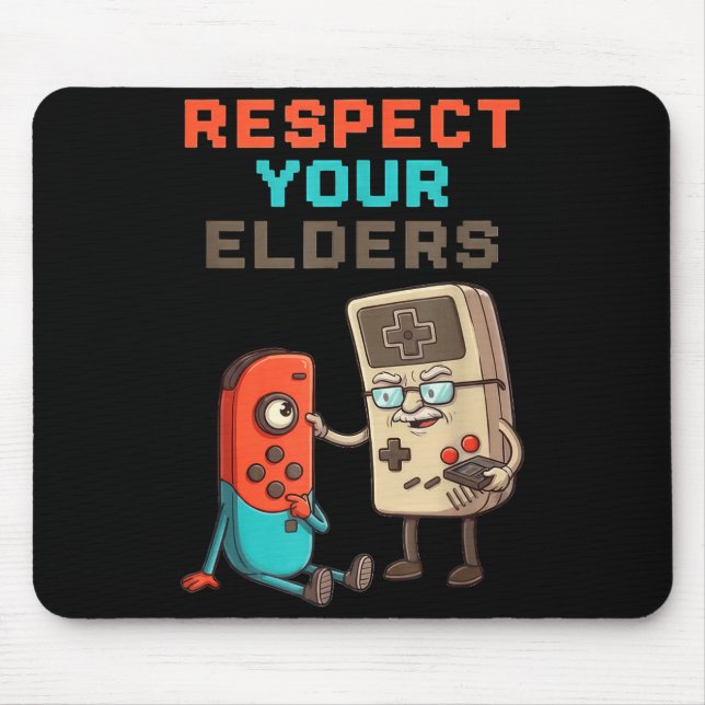 Respect Your Elders Gaming Control Retro Funny Gam Mousepad (Vorne)