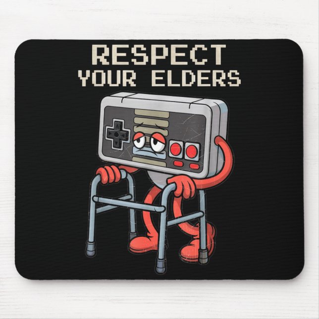 Respect Your Elders Gaming Control Retro Funny Gam Mousepad (Vorne)