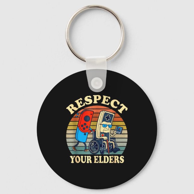 Respect Your Elders Gaming Control Retro Funny Gam Schlüsselanhänger (Vorderseite)