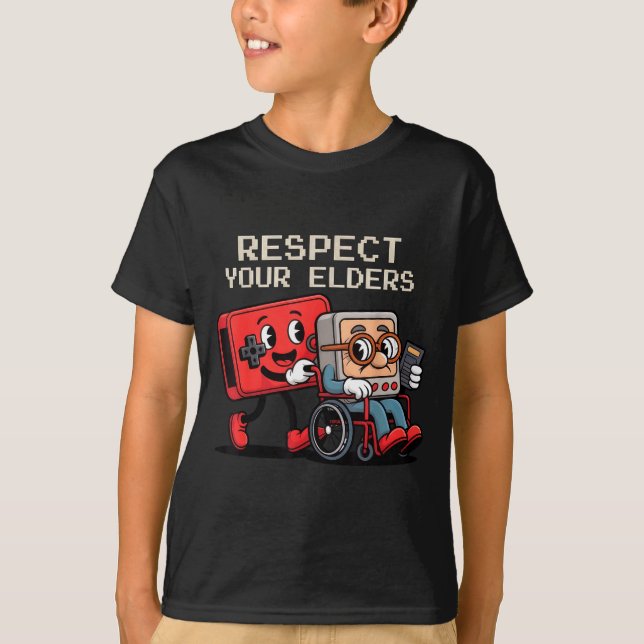 Respect Your Elders Gaming Control Retro Funny Gam T-Shirt (Vorderseite)