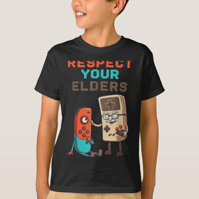 Respect Your Elders Gaming Control Retro Funny Gam T-Shirt (Vorderseite)