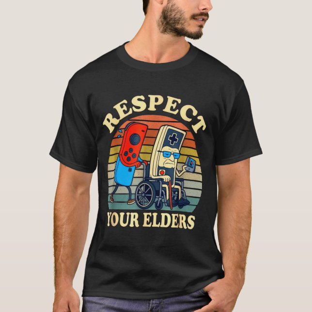 Respect Your Elders Gaming Control Retro Funny Gam T-Shirt (Vorderseite)