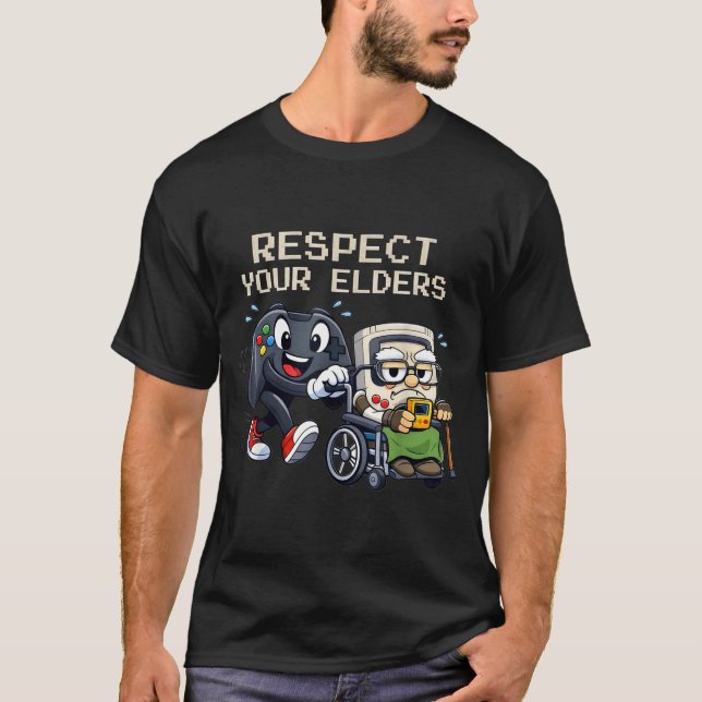 Respect Your Elders Gaming Control Retro Funny Gam T-Shirt (Vorderseite)