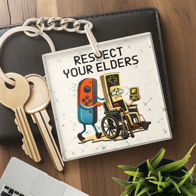 Respect Your Elders Gaming Control Retro Funny Schlüsselanhänger (Von Creator hochgeladen)