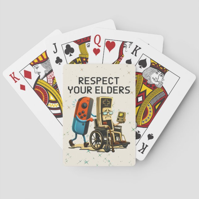 Respect Your Elders Gaming Control Retro Funny Spielkarten (Rückseite)