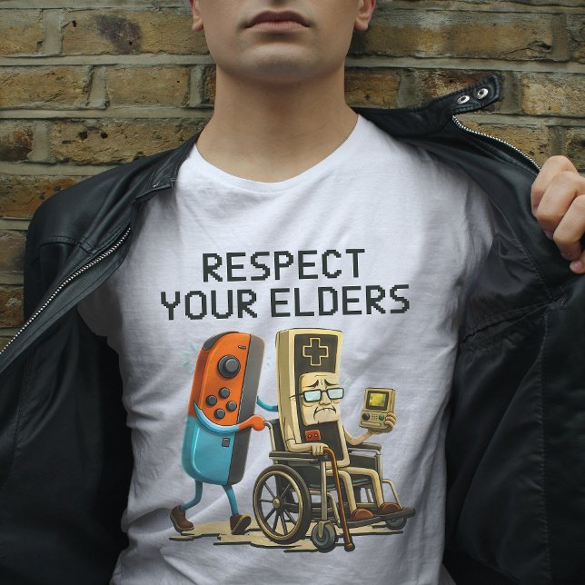 Respect Your Elders Gaming Control Retro Funny T-Shirt (Von Creator hochgeladen)