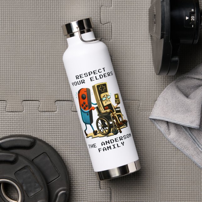 Respect Your Elders Gaming Control Retro Funny Trinkflasche (Fitnesstudio (gedreht))