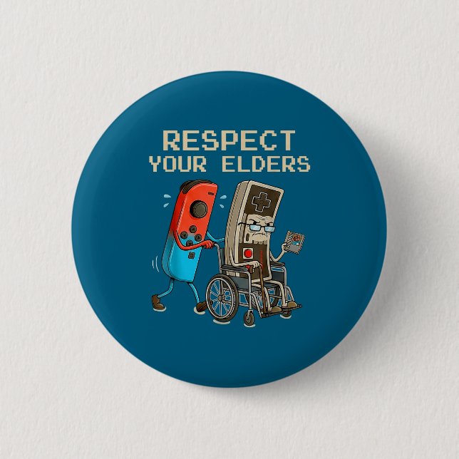 Respect Your Elders Retro Gaming Controller Funny  Button (Vorderseite)