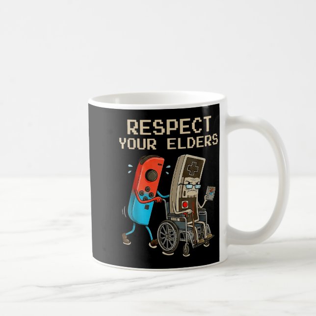 Respect Your Elders Retro Gaming Controller Funny  Kaffeetasse (Rechts)