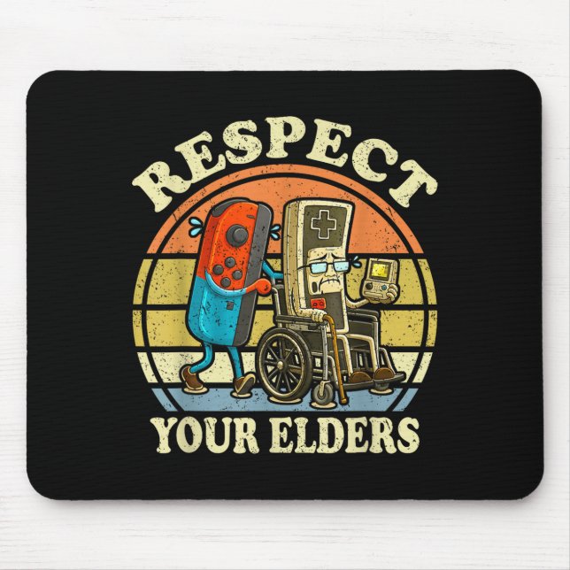Respect Your Elders Retro Gaming Funny Controller  Mousepad (Vorne)