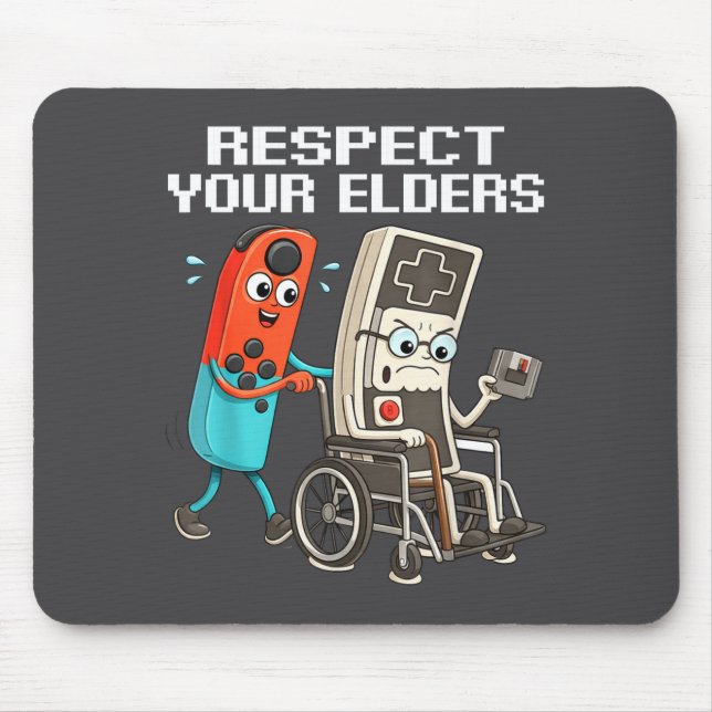 Respect Your Elders Retro Gaming Funny Controller  Mousepad (Vorne)