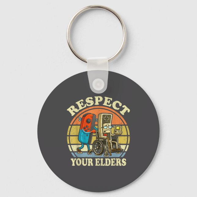 Respect Your Elders Retro Gaming Funny Controller  Schlüsselanhänger (Vorderseite)