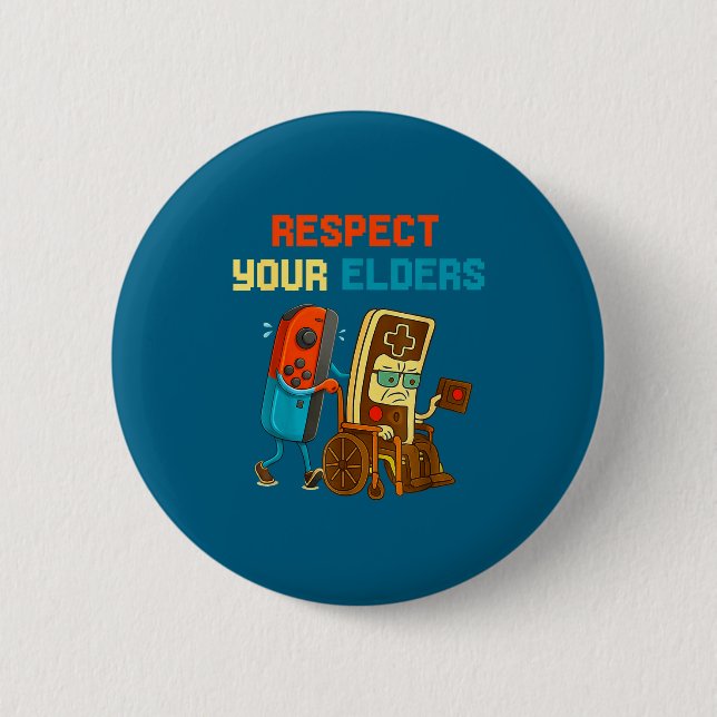 Respect Your Elders Retro Gaming Funny Gamer Contr Button (Vorderseite)