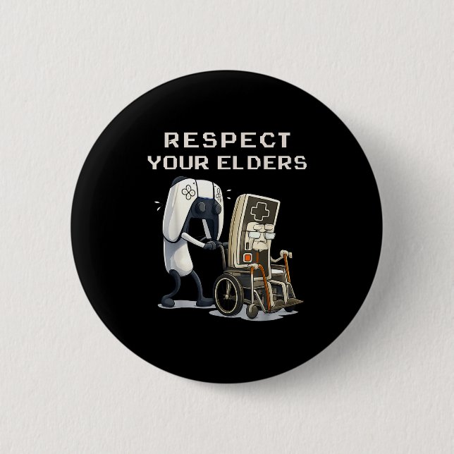 Respect Your Elders Retro Gaming Funny Gamer Contr Button (Vorderseite)