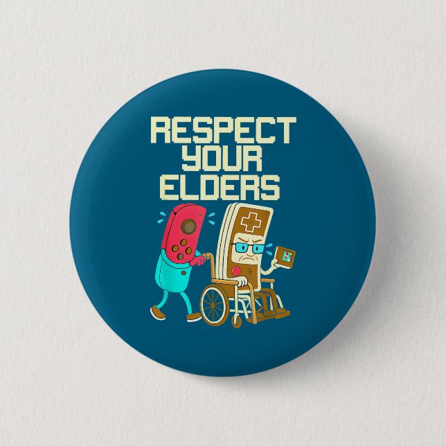 Respect Your Elders Retro Gaming Funny Gamer Contr Button (Vorderseite)