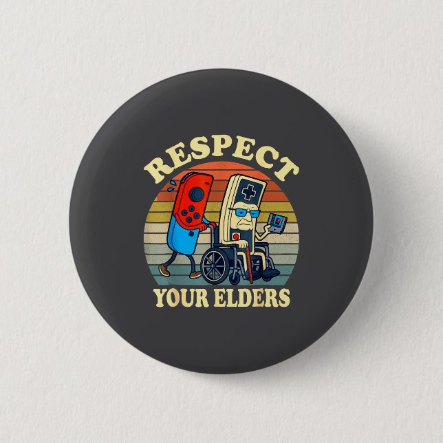 Respect Your Elders Retro Gaming Funny Gamer Contr Button (Vorderseite)