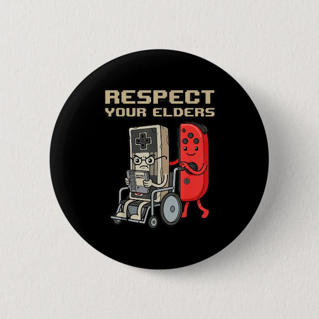 Respect Your Elders Retro Gaming Funny Gamer Contr Button (Vorderseite)