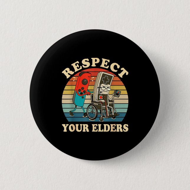 Respect Your Elders Retro Gaming Funny Gamer Contr Button (Vorderseite)