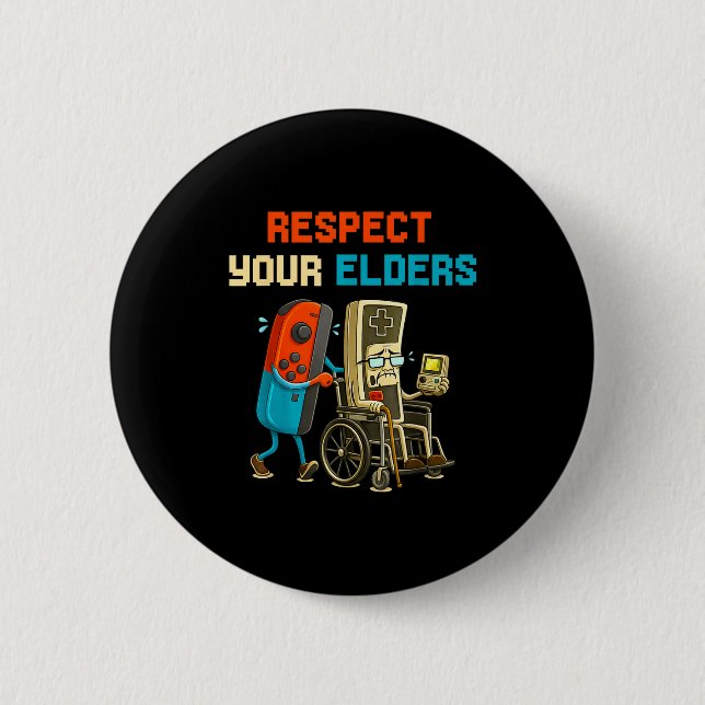Respect Your Elders Retro Gaming Funny Gamer Contr Button (Vorderseite)