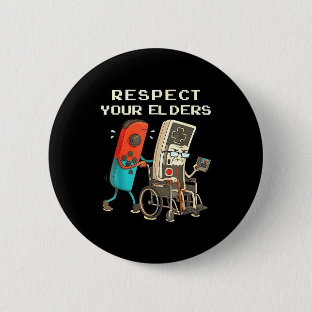 Respect Your Elders Retro Gaming Funny Gamer Contr Button (Vorderseite)