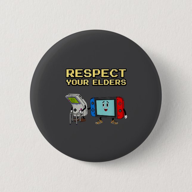 Respect Your Elders Retro Gaming Funny Gamer Contr Button (Vorderseite)
