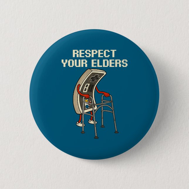 Respect Your Elders Retro Gaming Funny Gamer Contr Button (Vorderseite)