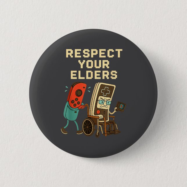 Respect Your Elders Retro Gaming Funny Gamer Contr Button (Vorderseite)