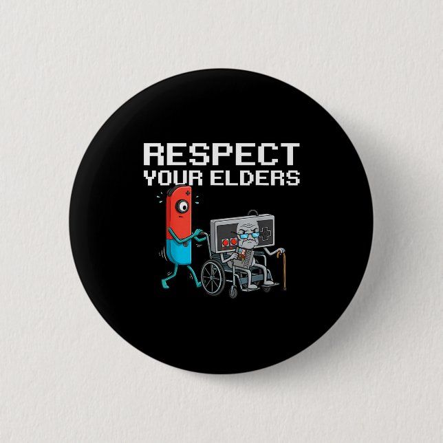 Respect Your Elders Retro Gaming Funny Gamer Contr Button (Vorderseite)
