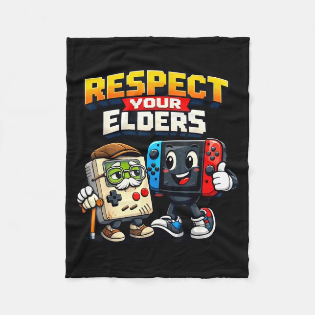 Respect Your Elders Retro Gaming Funny Gamer Contr Fleecedecke (Vorderseite)