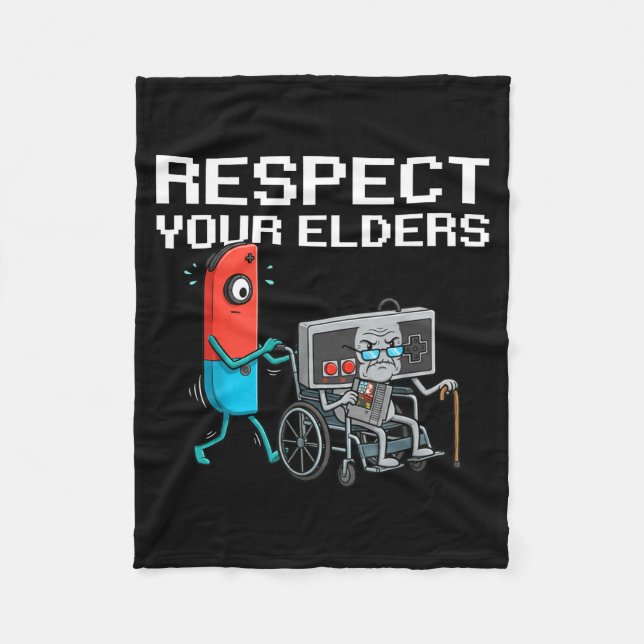 Respect Your Elders Retro Gaming Funny Gamer Contr Fleecedecke (Vorderseite)