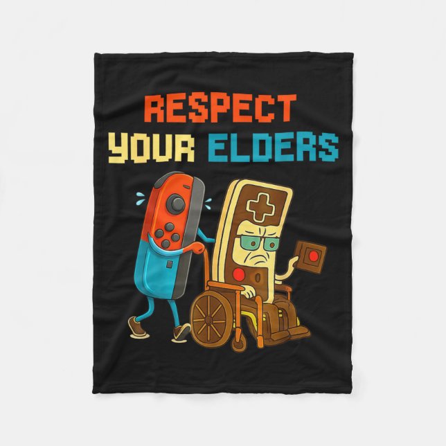 Respect Your Elders Retro Gaming Funny Gamer Contr Fleecedecke (Vorderseite)